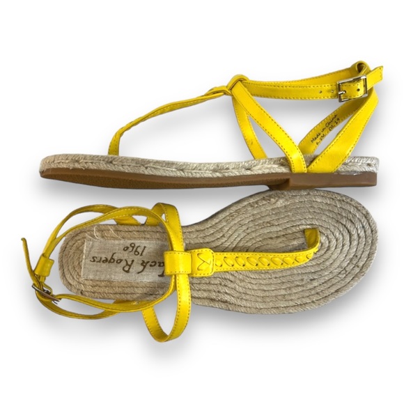 JACK ROGERS Yellow Ankle Strap Sandals with woven Jute Footbed NWT BOX 6.5M - Picture 10 of 16